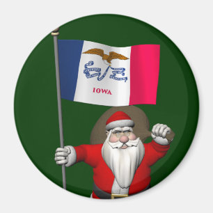 Santa Claus With Ensign Of Iowa Magnet