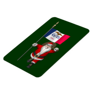 Santa Claus With Ensign Of Iowa Magnet