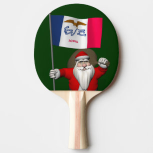 Santa Claus With Ensign Of Iowa Ping Pong Paddle