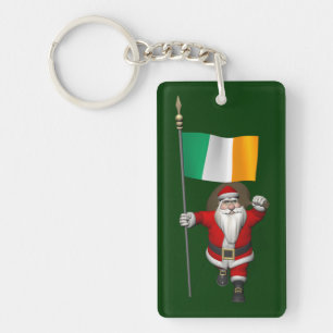 Santa Claus With Ensign Of Ireland Key Ring