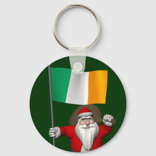 Santa Claus With Ensign Of Ireland Key Ring