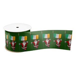 Santa Claus With Ensign Of Ireland Satin Ribbon