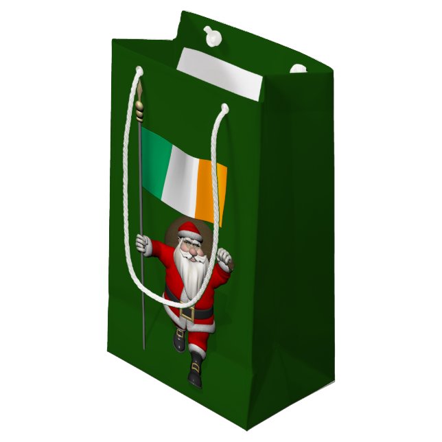 Santa Claus With Ensign Of Ireland Small Gift Bag (Front Angled)