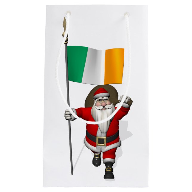 Santa Claus With Ensign Of Ireland Small Gift Bag (Front)