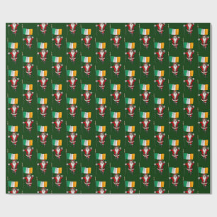 Santa Claus With Ensign Of Ireland Wrapping Paper