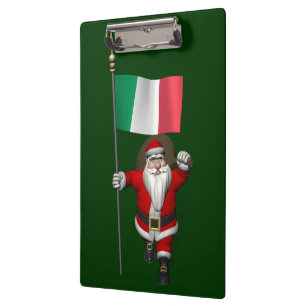 Santa Claus With Ensign Of Italy Clipboard