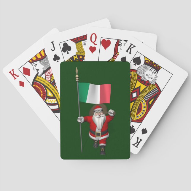 Santa Claus With Ensign Of Italy Playing Cards (Back)