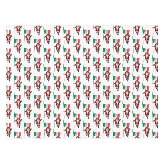 Santa Claus With Ensign Of Italy Tablecloth (Front (Horizontal))