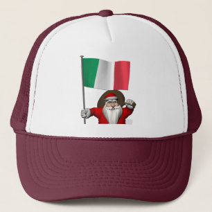 Santa Claus With Ensign Of Italy Trucker Hat