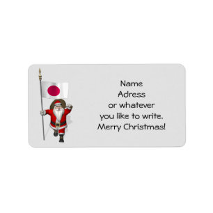 Santa Claus With Ensign Of Japan Label