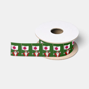 Santa Claus With Ensign Of Japan Satin Ribbon