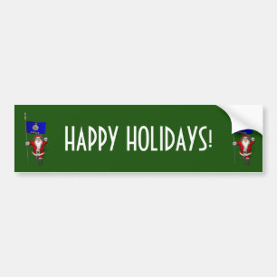 Santa Claus With Ensign Of Kansas Bumper Sticker