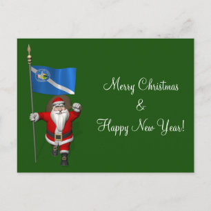 Santa Claus With Ensign Of Las Vegas Holiday Postcard