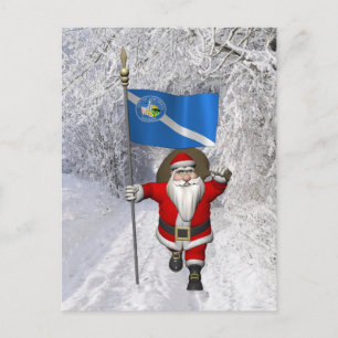 Santa Claus With Ensign Of Las Vegas Holiday Postcard