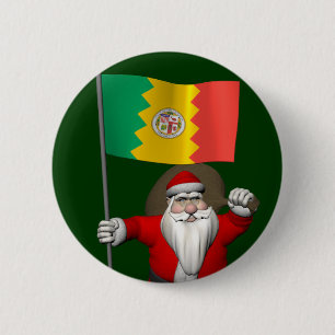 Santa Claus With Ensign Of Los Angeles 6 Cm Round Badge