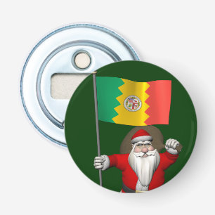 Santa Claus With Ensign Of Los Angeles Bottle Opener