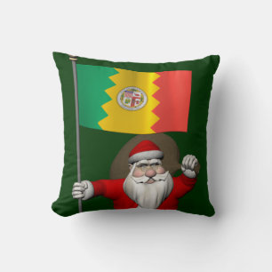 Santa Claus With Ensign Of Los Angeles Cushion