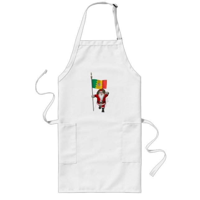 Santa Claus With Ensign Of Los Angeles Long Apron (Front)