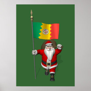 Santa Claus With Ensign Of Los Angeles Poster
