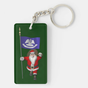 Santa Claus With Ensign Of Louisiana Key Ring