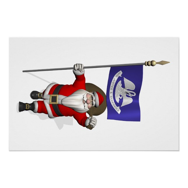 Santa Claus With Ensign Of  Louisiana Poster (Front)