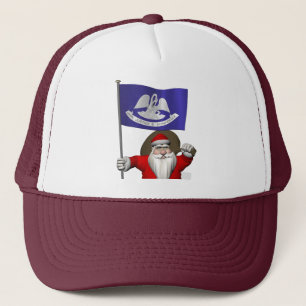 Santa Claus With Ensign Of Louisiana Trucker Hat