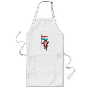 Santa Claus With Ensign Of Luxembourg Long Apron
