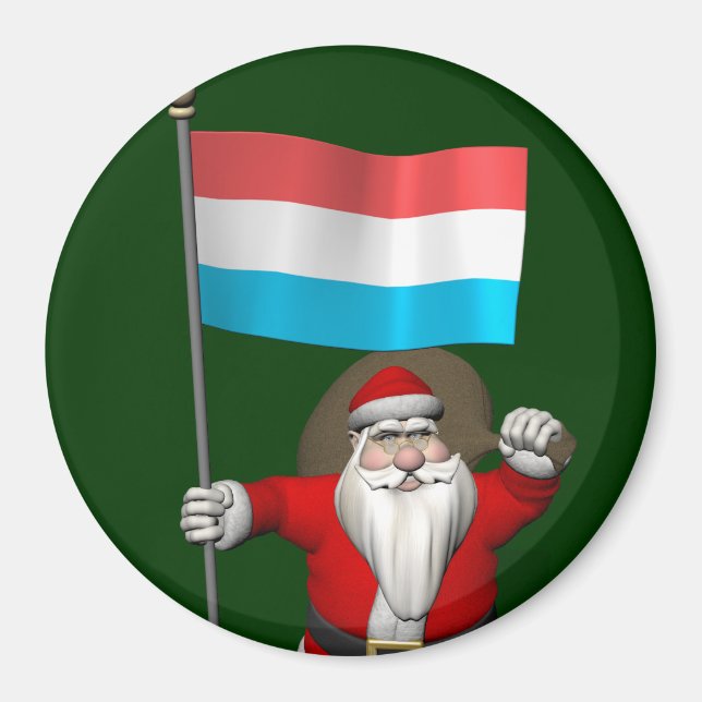 Santa Claus With Ensign Of Luxembourg Magnet (Front)