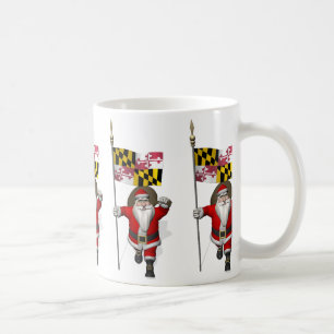 Santa Claus With Ensign Of Maryland Coffee Mug