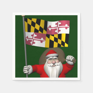 Santa Claus With Ensign Of Maryland Napkin