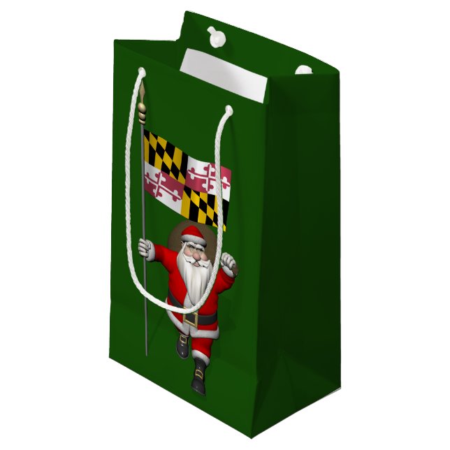 Santa Claus With Ensign Of Maryland Small Gift Bag (Front Angled)