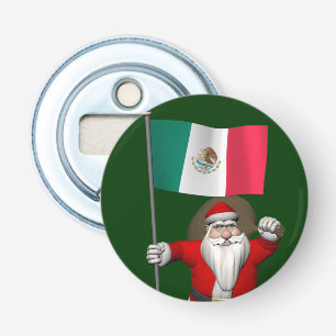 Santa Claus With Ensign Of Mexico Bottle Opener