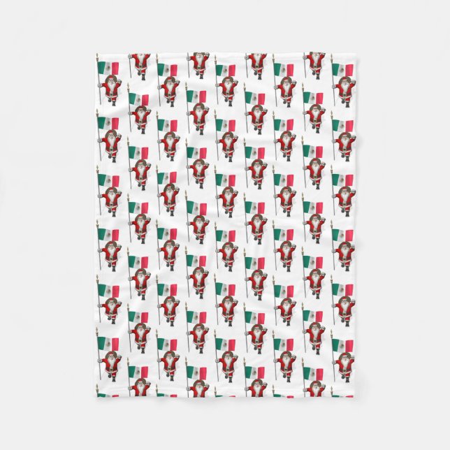 Santa Claus With Ensign Of Mexico Fleece Blanket (Front)