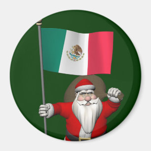 Santa Claus With Ensign Of Mexico Magnet