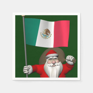 Santa Claus With Ensign Of Mexico Napkin