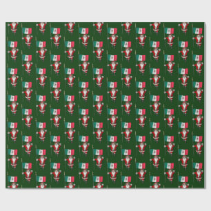 Santa Claus With Ensign Of Mexico Wrapping Paper