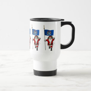 Santa Claus With Ensign Of Michigan Travel Mug
