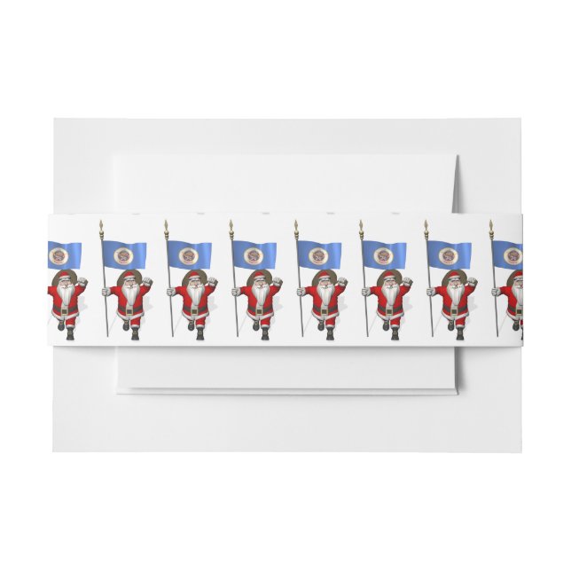 Santa Claus With Ensign Of Minnesota Invitation Belly Band (Front Example)