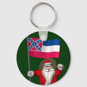 Santa Claus With Ensign Of Mississippi Key Ring