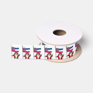 Santa Claus With Ensign Of Mississippi Satin Ribbon