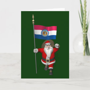 Santa Claus With Ensign Of Missouri Holiday Card