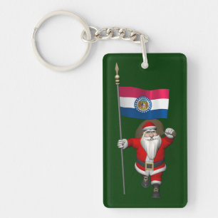 Santa Claus With Ensign Of Missouri Key Ring