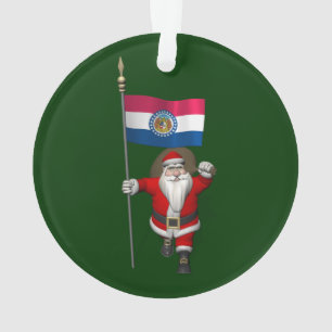 Santa Claus With Ensign Of Missouri Ornament