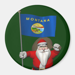 Santa Claus With Ensign Of Montana Magnet