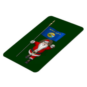 Santa Claus With Ensign Of Montana Magnet