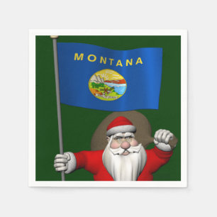 Santa Claus With Ensign Of Montana Napkin