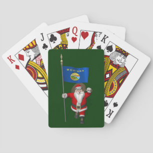 Santa Claus With Ensign Of Montana Playing Cards