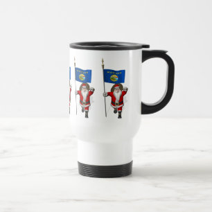 Santa Claus With Ensign Of Montana Travel Mug