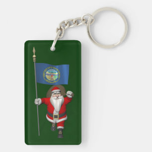 Santa Claus With Ensign Of Nebraska Key Ring