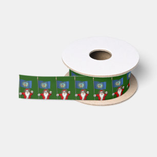Santa Claus With Ensign Of Nebraska Satin Ribbon